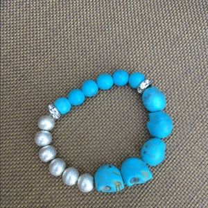 NWOT Silver & turquoise skull bracelet