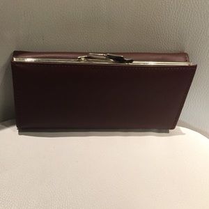 Chocolate brown women's leather hand clutch wallet