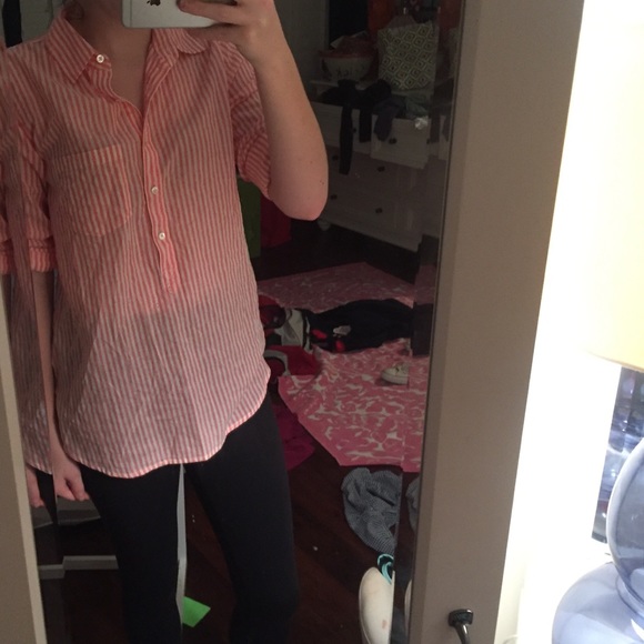 Striped button-down shirt