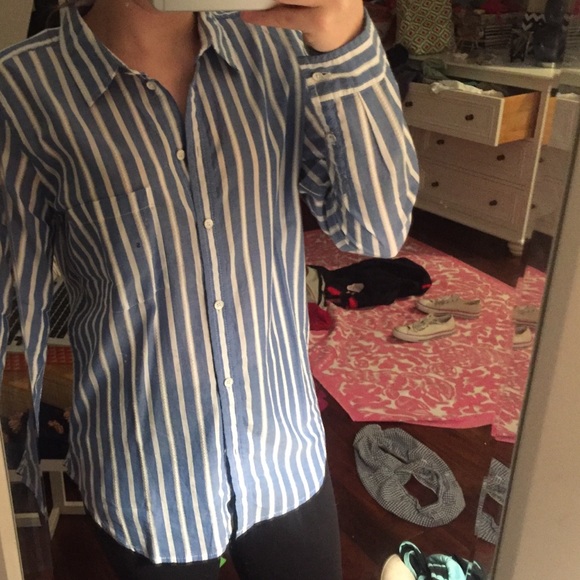 Striped button-down shirt