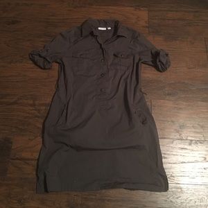 Gray belted trench dress