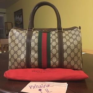 Authentic Gucci Boston speedy doctor Bag Green/Red