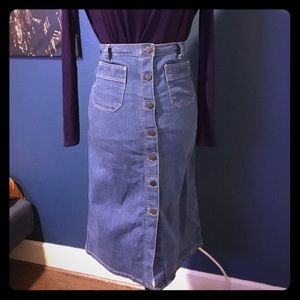 Sexy denim midi skirt