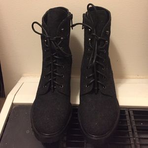 Joie Bridgette charcoal wool combat boots
