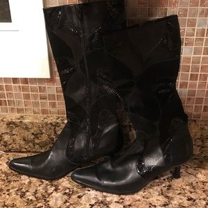 Women's Black leather dress boots