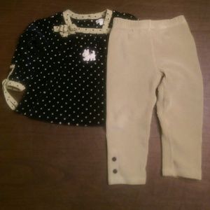 Baby Girl Green and Black polka dot set