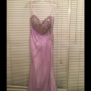 Lavender gown with scarf