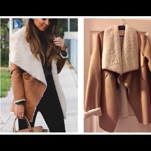 Reduced! NWT tan shearling waterfall coat