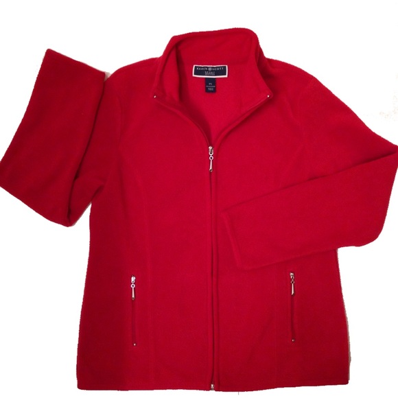 Karen Scott | Jackets & Coats | Red Fleece Jacket | Poshmark