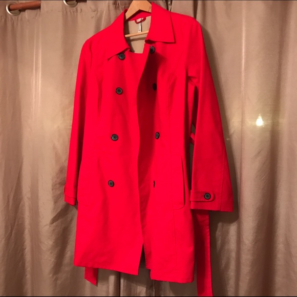 Vibrant Red Trench Coat