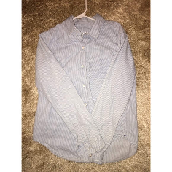 GAP Tops - Gap Pin Stripe Blue Long Sleeve
