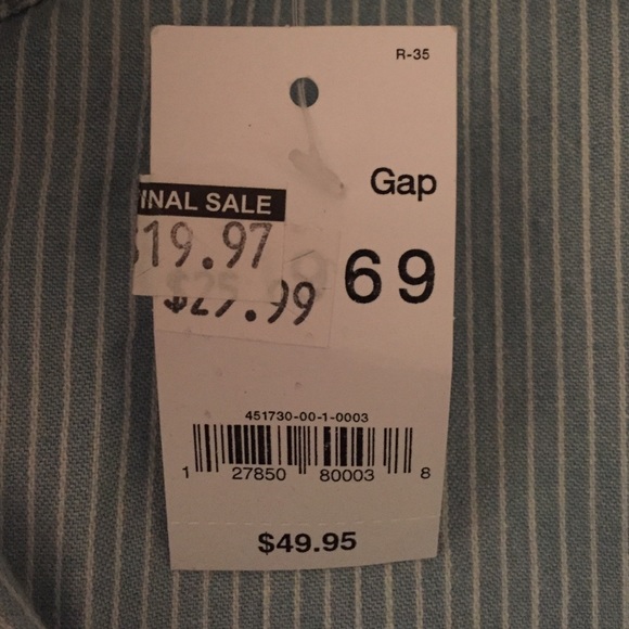 Gap Pin Stripe Blue Long Sleeve - Picture 3 of 3