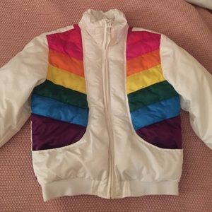 gap rainbow puffer jacket