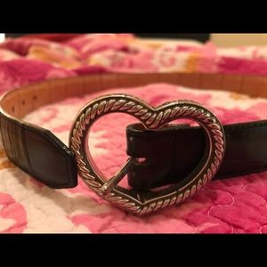 Brighton black heart leather belt, perf condition