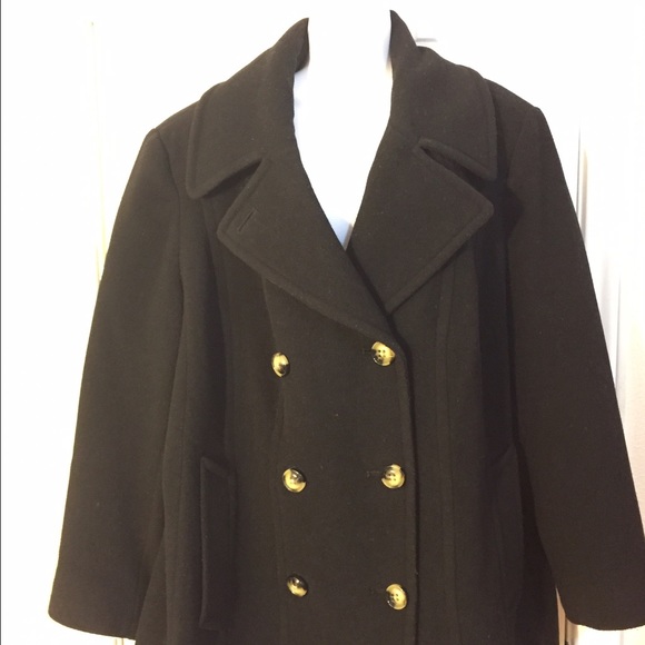 Jason Kole 2X Black Pea Coat Plus Size Wool