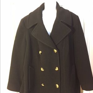 Jason Kole 2X Black Pea Coat Plus Size Wool
