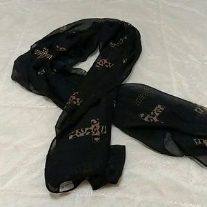 Black Scarf with Brown/Gold Crosses