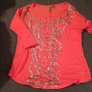 3/4 sleeve blouse with bling