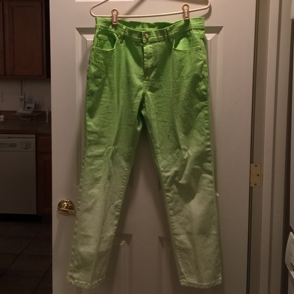 Lime green jeans.