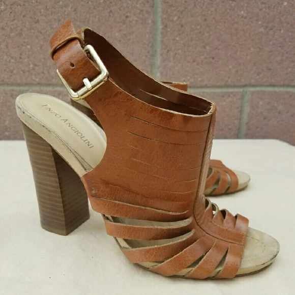 Tan strappy cage sandals 7