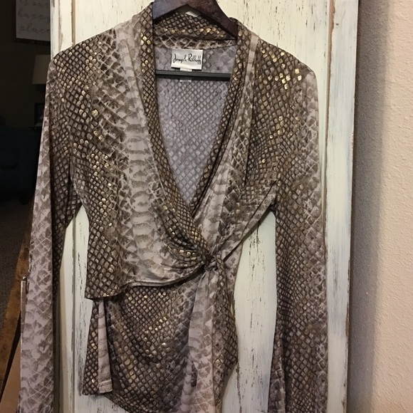 Joseph Ribkoff  snakeskin pattern tie front blouse
