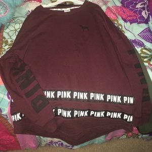 PINK Burgundy Long Sleeve Top