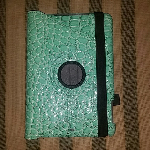 Teal crocodile leather iPad Mini case