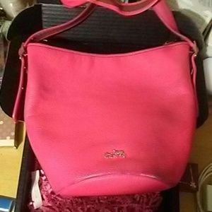 Coach Neon Pink Leather Bucket Bag