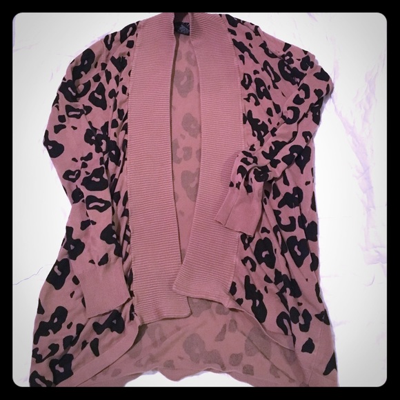 Leopard tan and black hi low cardigan