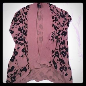 Leopard tan and black hi low cardigan