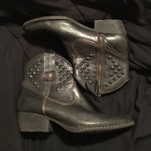 Born Black Leather Cowgirl Booties!