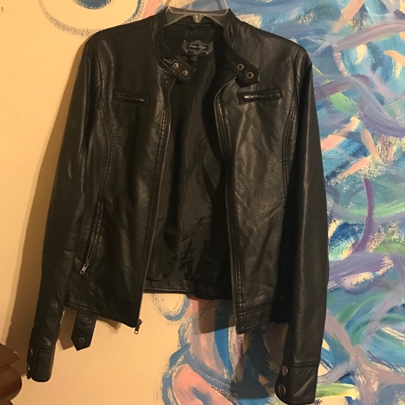 Faux leather moto jacket