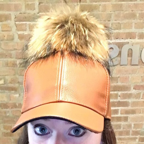 Cap with fur pom Pom