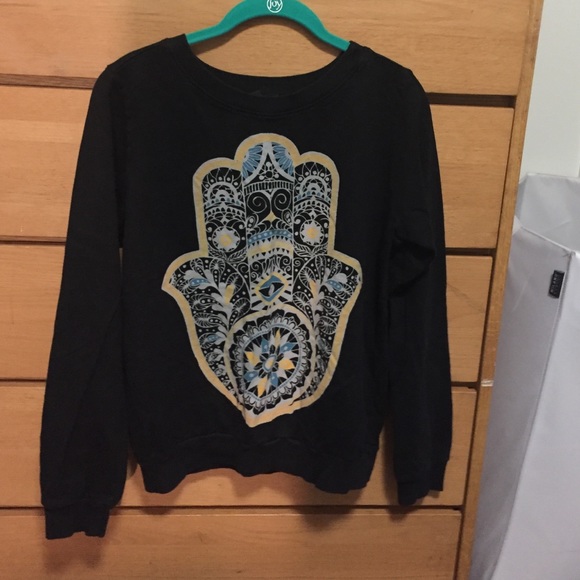 Black Boho Crew Neck
