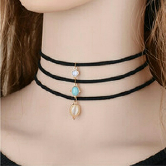 3pcs Multilayer Black Leather Rope Necklace