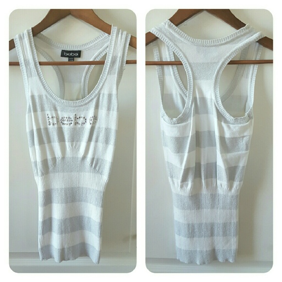 BEBE Racerback Tank w/Rhinestone Embellishments
