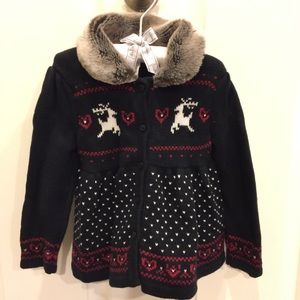 Jeanie and Jack Faux-Fur Trim Cardigan