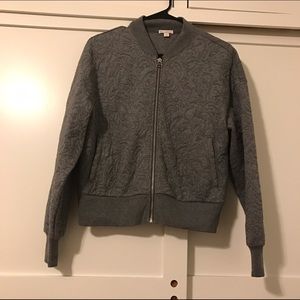 Grey embroidered bomber style jacket