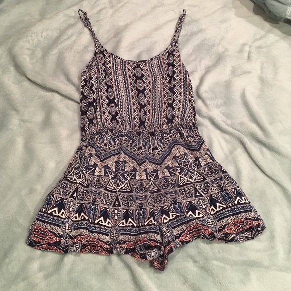 Tribal print romper, criss cross back
