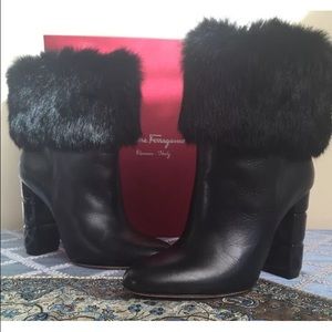 Salvatore Ferragamo Loris rabbit Fur Nero Boots
