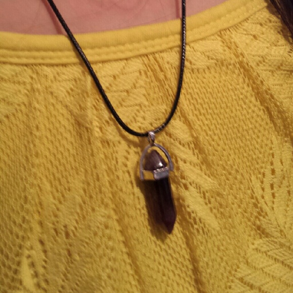 Purple Natural Quartz Healing Point Necklace