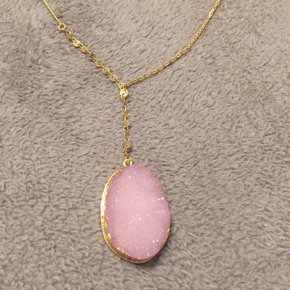 Pink and gold gemstone necklace