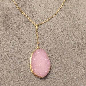 Pink and gold gemstone necklace