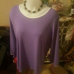 Susan Graver purple scoop neck blouse large