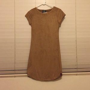 nude suede round end dress