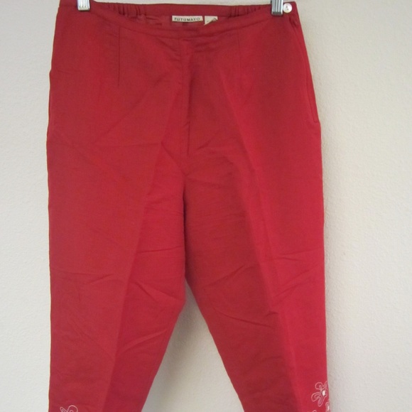 Embroidered crop pants