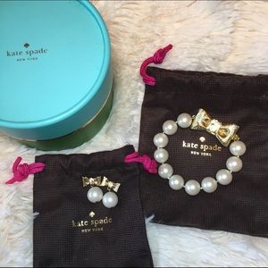 Kate Spade bows & pearls set -bracelet + earrings