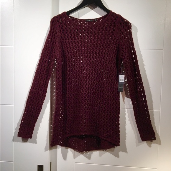 Rock & Republic by Dex Crocheted Sweater- Maroon - Picture 2 of 6