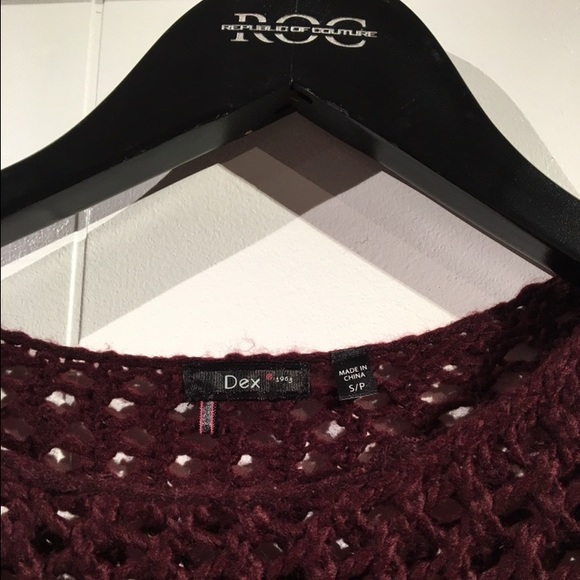 Rock & Republic by Dex Crocheted Sweater- Maroon - Picture 4 of 6