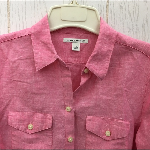 BANANA REPUBLIC Flax/Cotton Blend Blouse Small - Picture 3 of 3